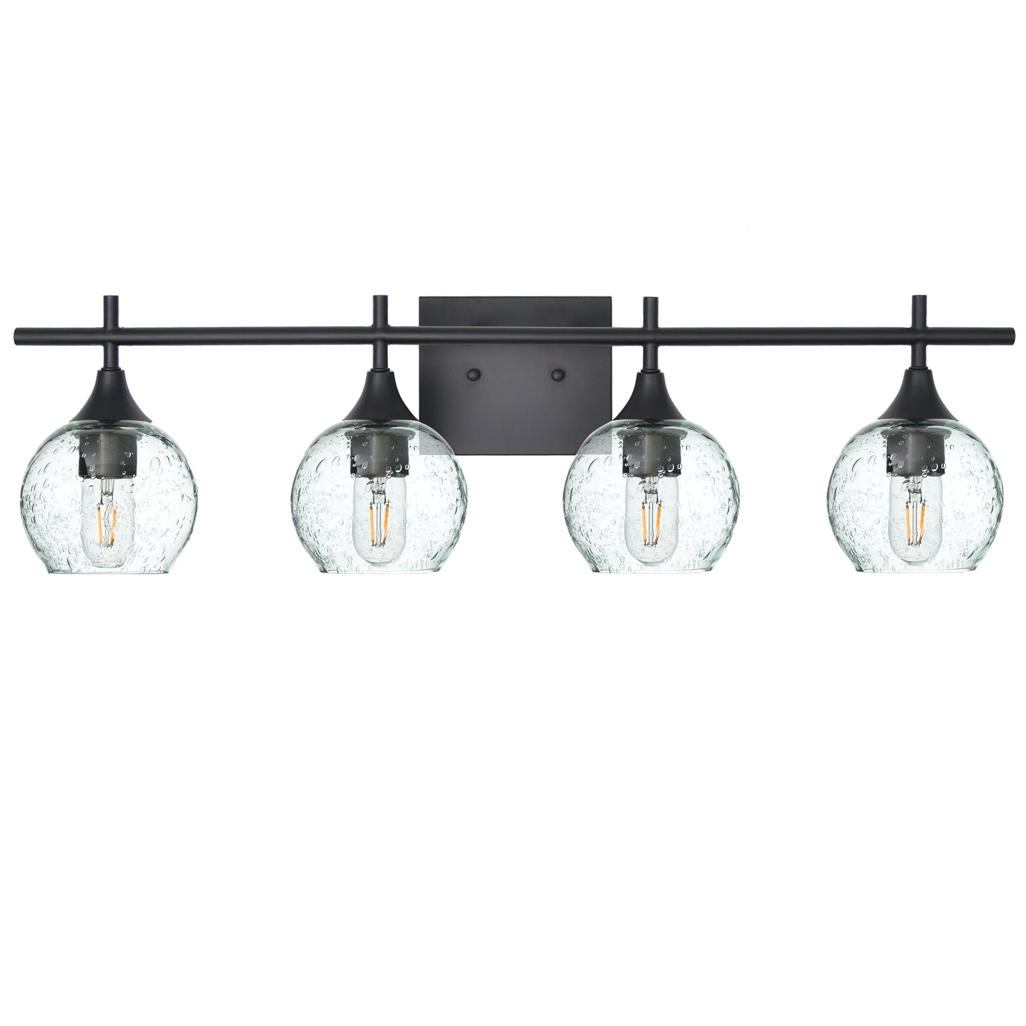 763 4-Light Vanity-Glass-Bicycle Glass Co-Lunar-Eco Clear-Matte Black-Bicycle Glass Co