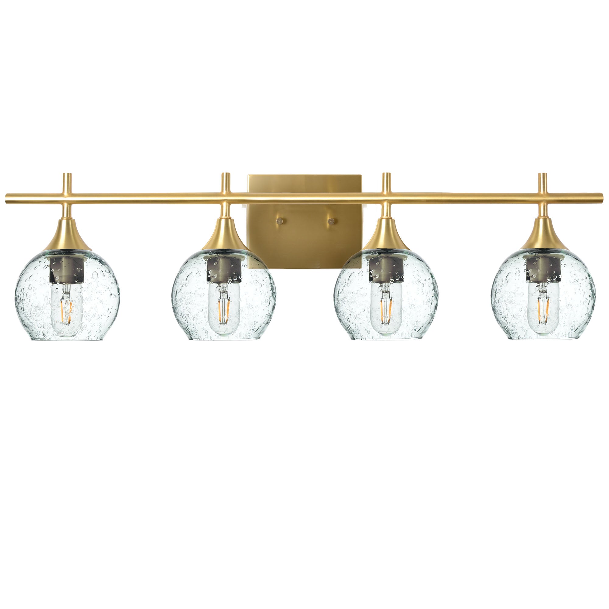 763 4-Light Vanity-Glass-Bicycle Glass Co-Lunar-Eco Clear-Polished Brass-Bicycle Glass Co