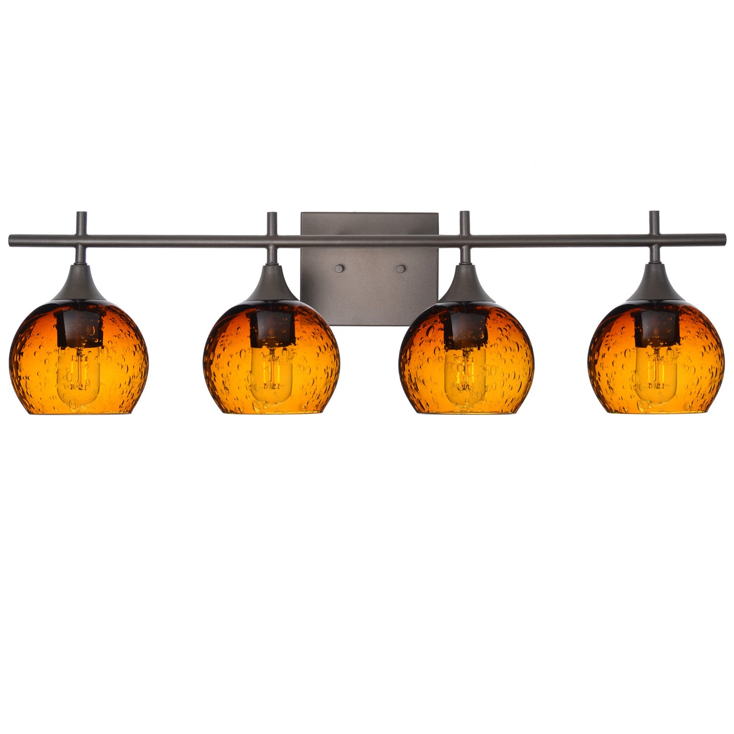 763 4-Light Vanity-Glass-Bicycle Glass Co-Lunar-Golden Amber-Antique Bronze-Bicycle Glass Co