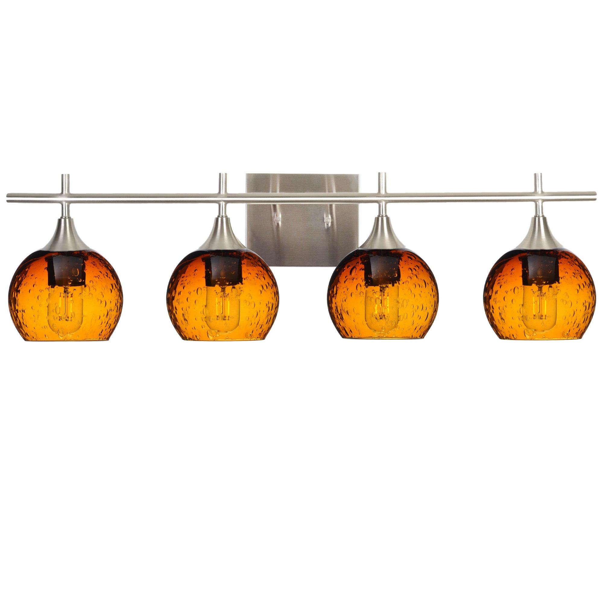 763 4-Light Vanity-Glass-Bicycle Glass Co-Lunar-Golden Amber-Brushed Nickel-Bicycle Glass Co