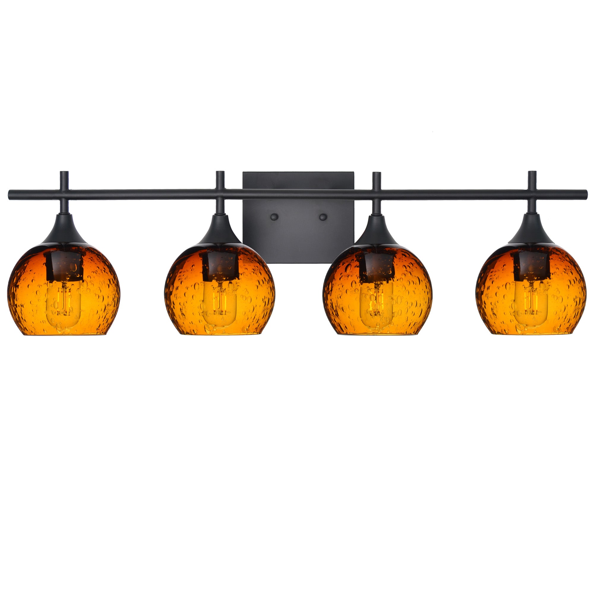 763 4-Light Vanity-Glass-Bicycle Glass Co-Lunar-Golden Amber-Matte Black-Bicycle Glass Co