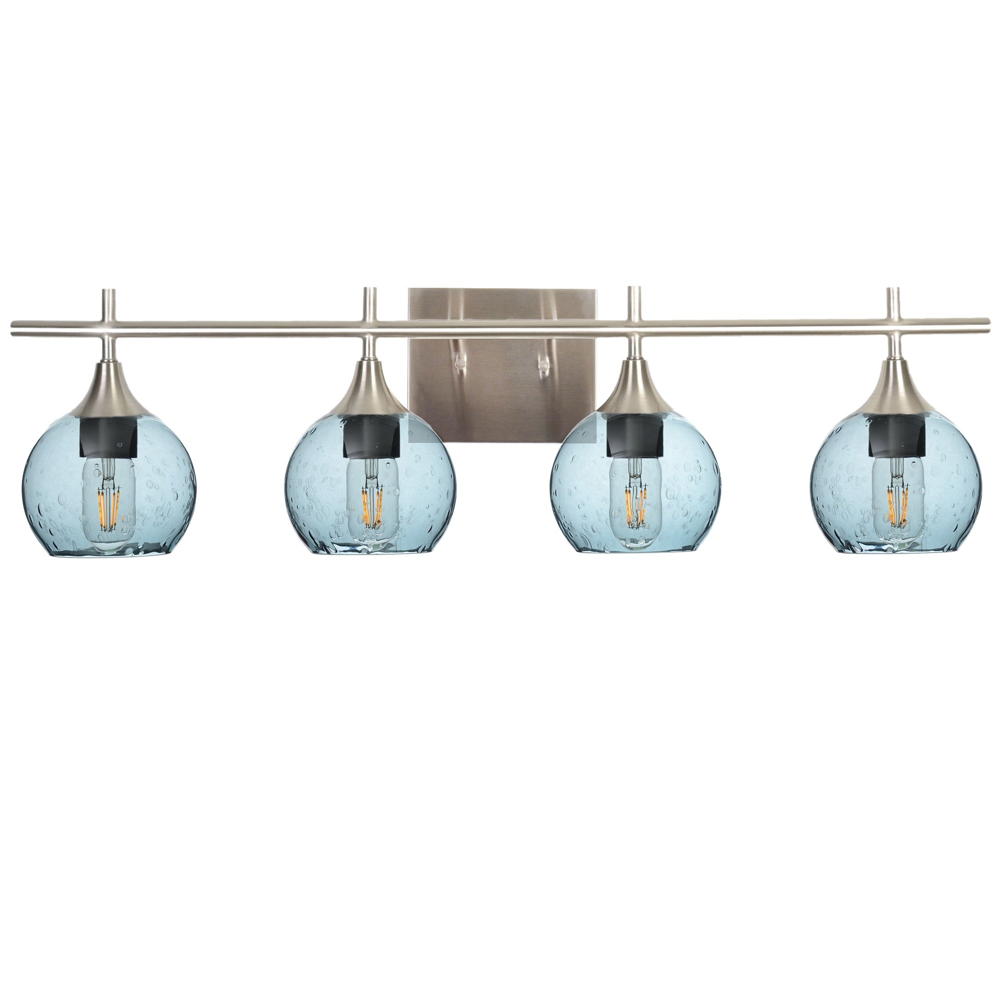 763 4-Light Vanity-Glass-Bicycle Glass Co-Lunar-Slate Gray-Brushed Nickel-Bicycle Glass Co