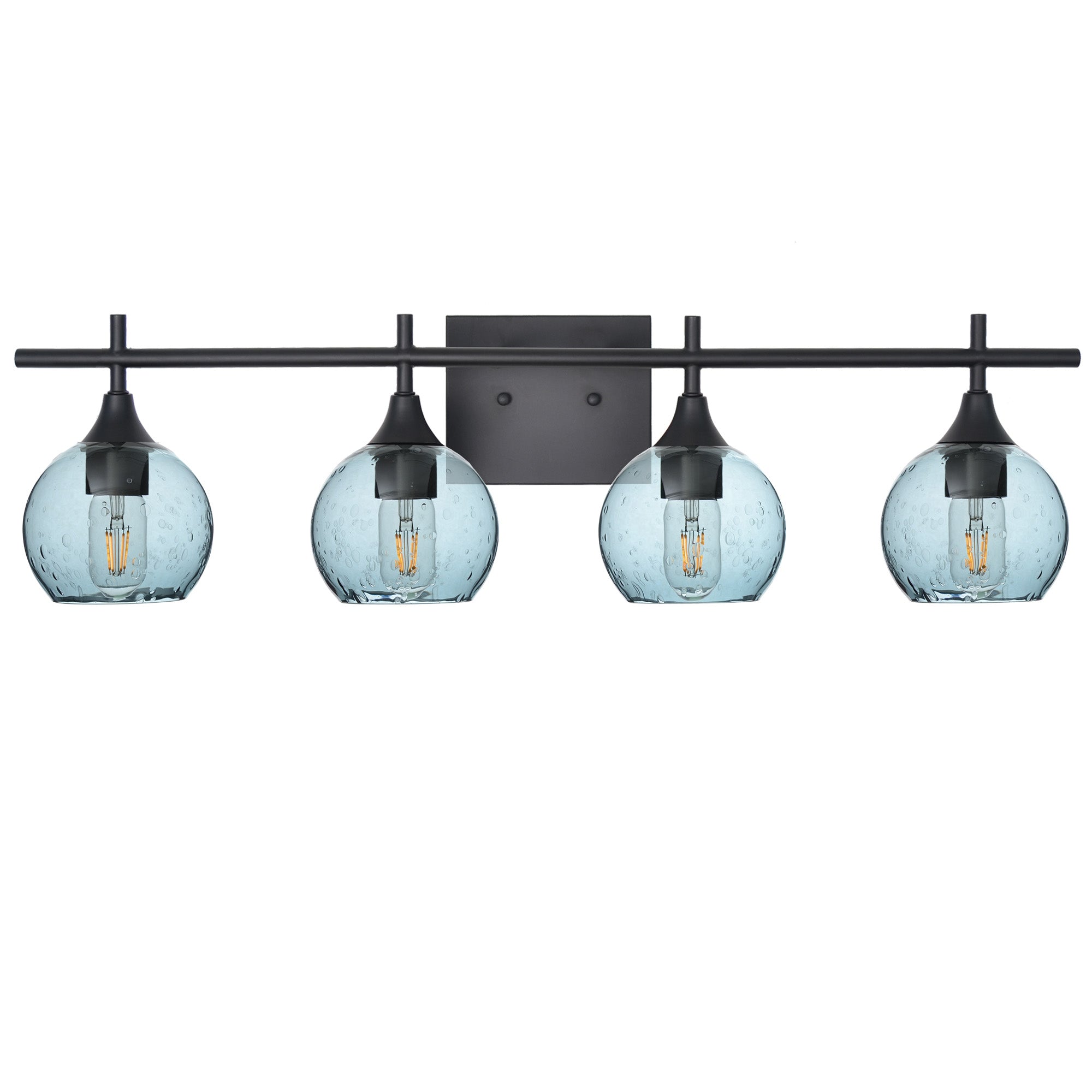763 4-Light Vanity-Glass-Bicycle Glass Co-Lunar-Slate Gray-Matte Black-Bicycle Glass Co