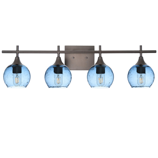 763 4-Light Vanity-Glass-Bicycle Glass Co-Lunar-Steel Blue-Antique Bronze-Bicycle Glass Co