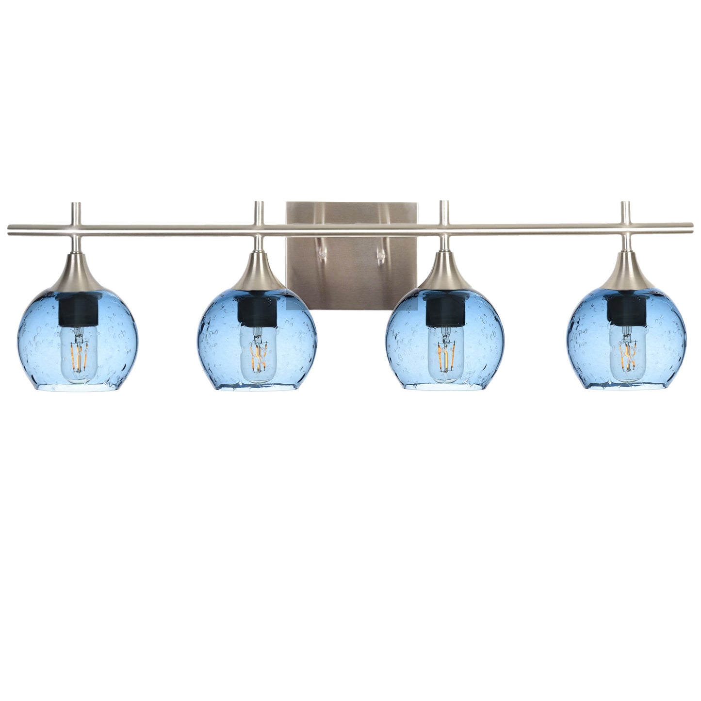 763 4-Light Vanity-Glass-Bicycle Glass Co-Lunar-Steel Blue-Brushed Nickel-Bicycle Glass Co