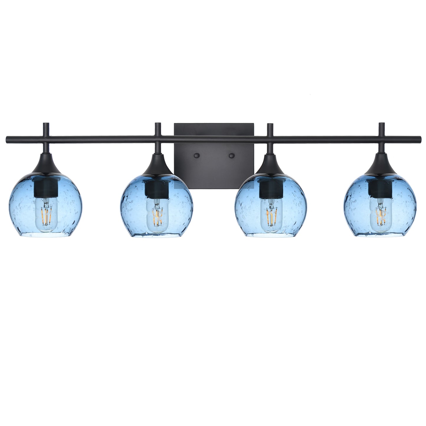 763 4-Light Vanity-Glass-Bicycle Glass Co-Lunar-Steel Blue-Matte Black-Bicycle Glass Co