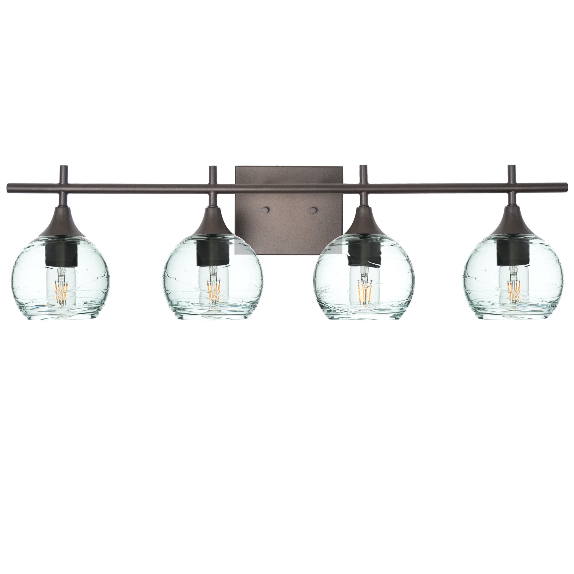 763 4-Light Vanity-Glass-Bicycle Glass Co-Spun-Eco Clear-Antique Bronze-Bicycle Glass Co
