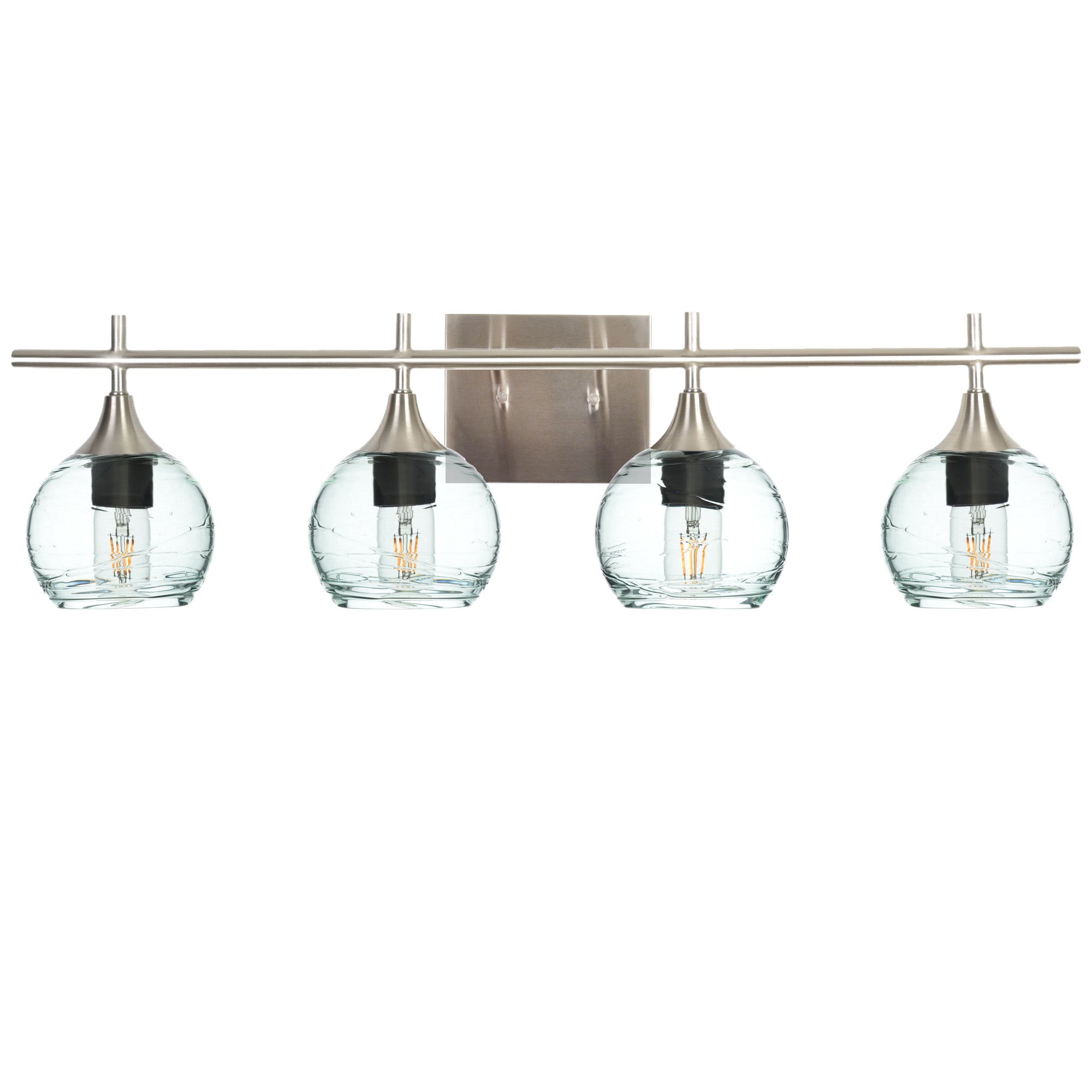763 4-Light Vanity-Glass-Bicycle Glass Co-Spun-Eco Clear-Brushed Nickel-Bicycle Glass Co