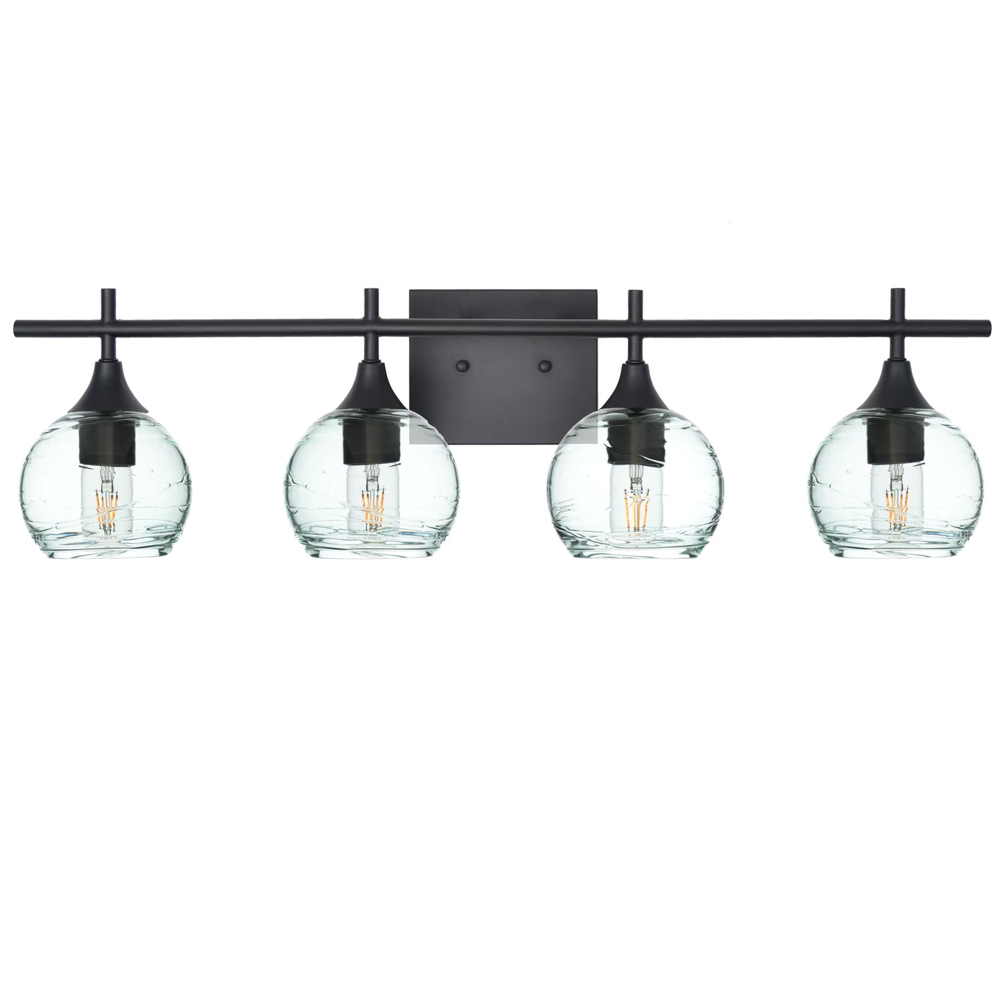 763 4-Light Vanity-Glass-Bicycle Glass Co-Spun-Eco Clear-Matte Black-Bicycle Glass Co