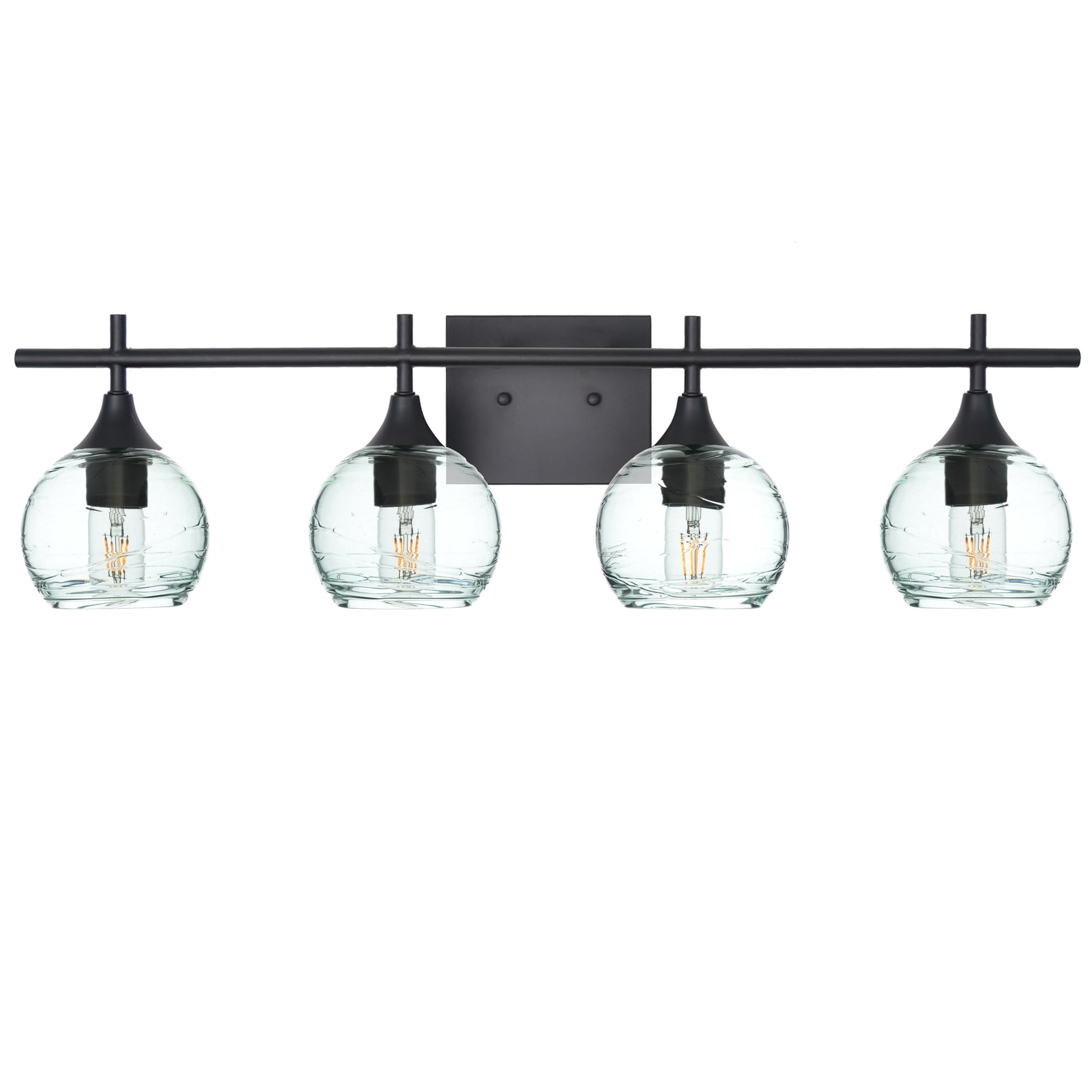 763 4-Light Vanity-Glass-Bicycle Glass Co-Spun-Eco Clear-Matte Black-Bicycle Glass Co