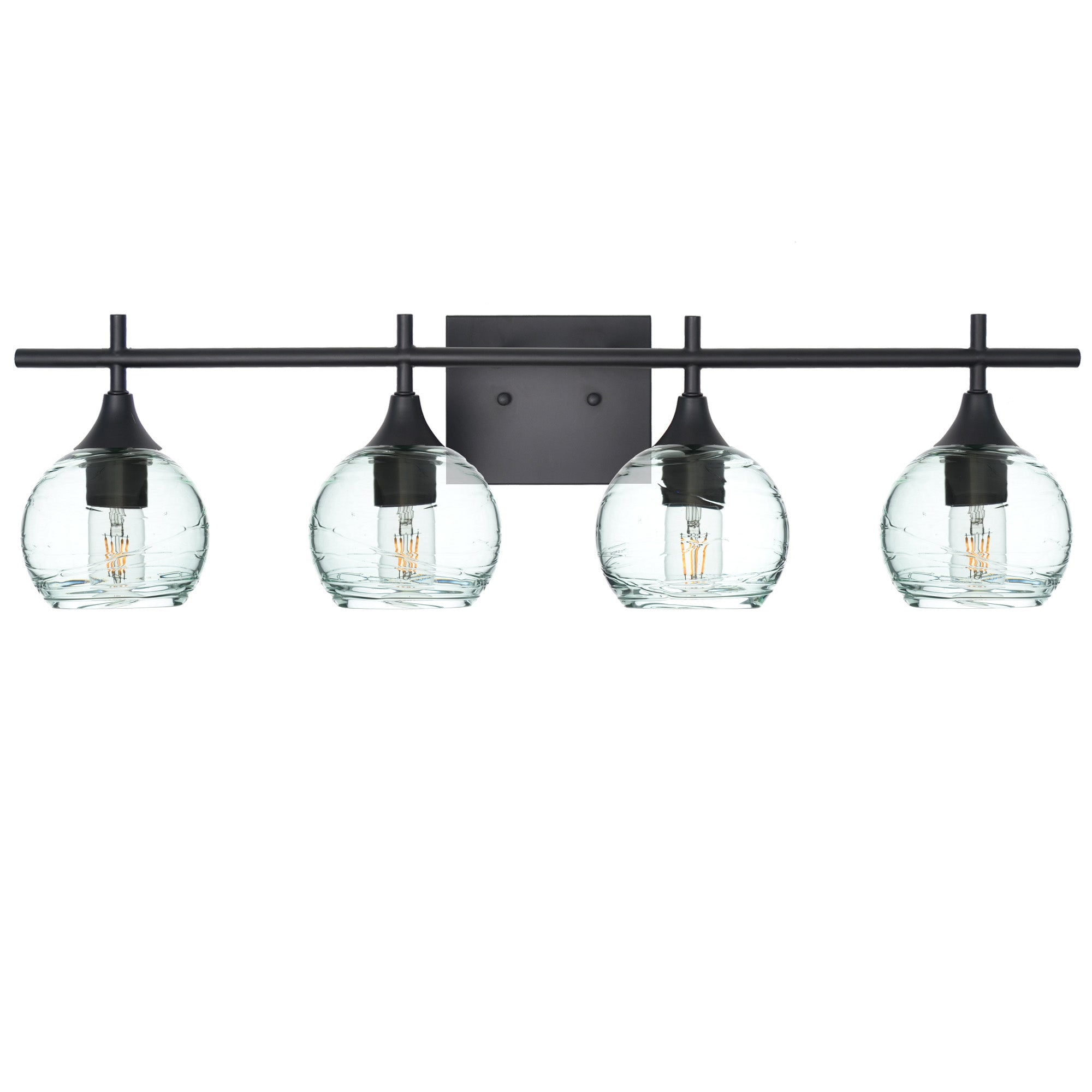 763 4-Light Vanity-Glass-Bicycle Glass Co-Spun-Eco Clear-Matte Black-Bicycle Glass Co