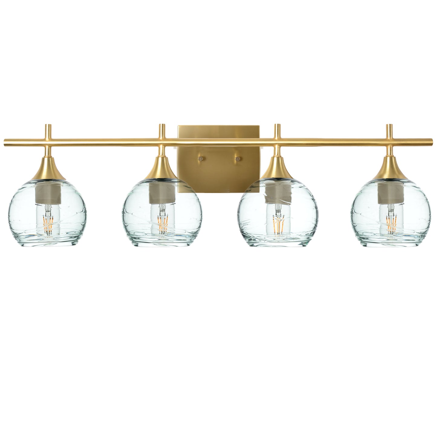 763 4-Light Vanity-Glass-Bicycle Glass Co-Spun-Eco Clear-Polished Brass-Bicycle Glass Co