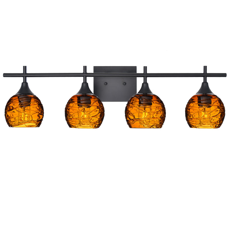 763 4-Light Vanity – Spun / Golden Amber / Matte Black