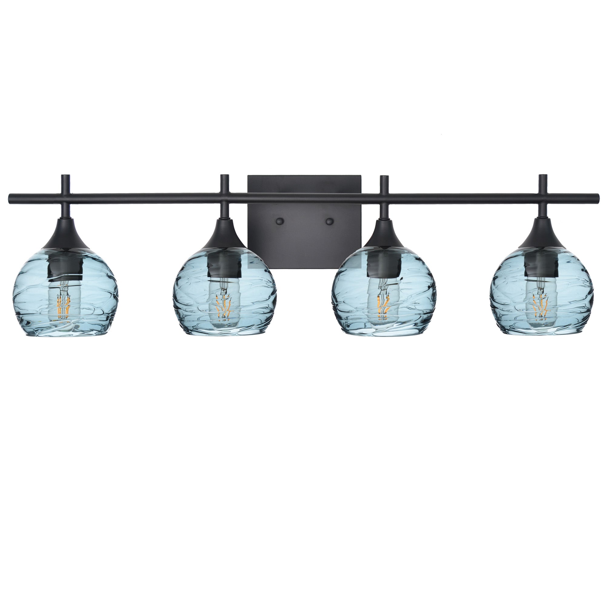 763 4-Light Vanity-Glass-Bicycle Glass Co-Spun-Slate Gray-Matte Black-Bicycle Glass Co