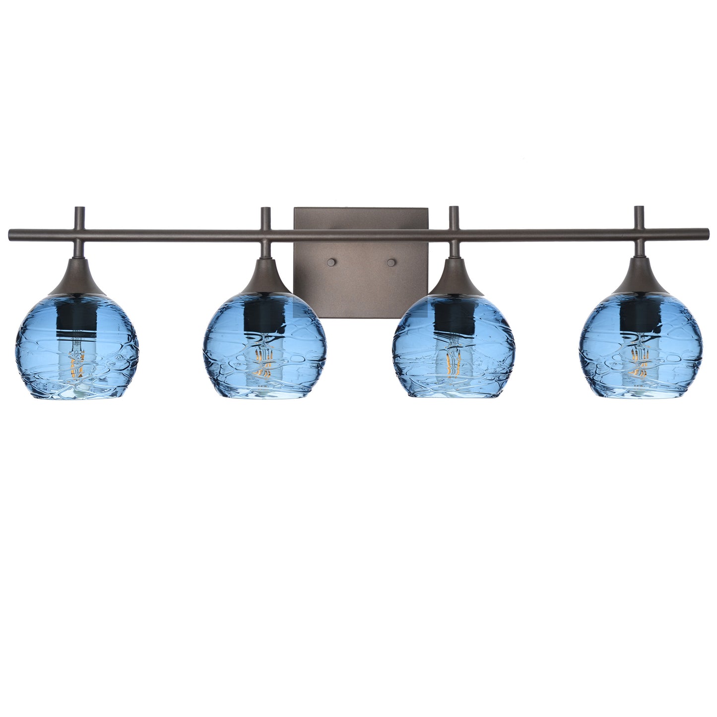 763 4-Light Vanity-Glass-Bicycle Glass Co-Spun-Steel Blue-Antique Bronze-Bicycle Glass Co