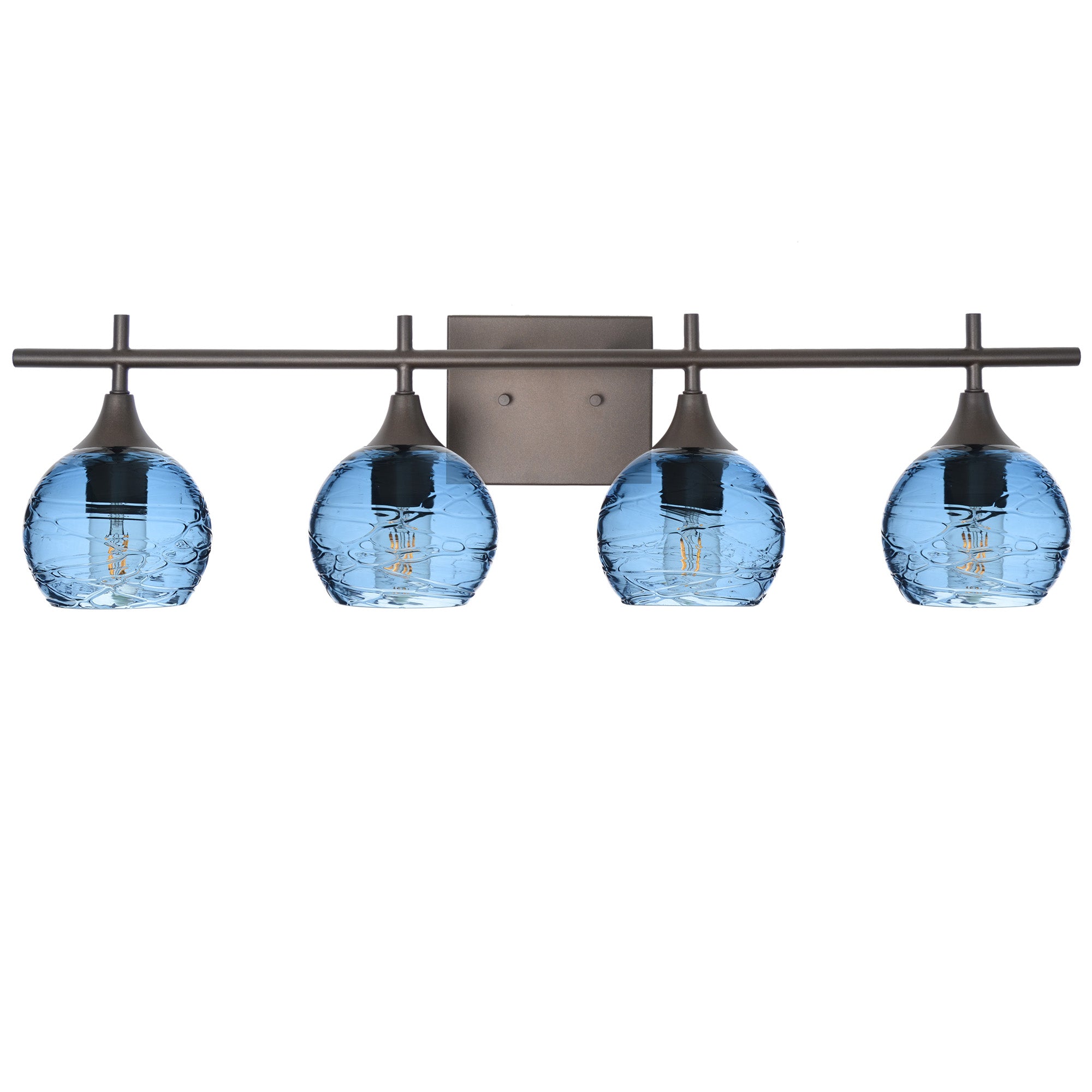 763 4-Light Vanity-Glass-Bicycle Glass Co-Spun-Steel Blue-Antique Bronze-Bicycle Glass Co