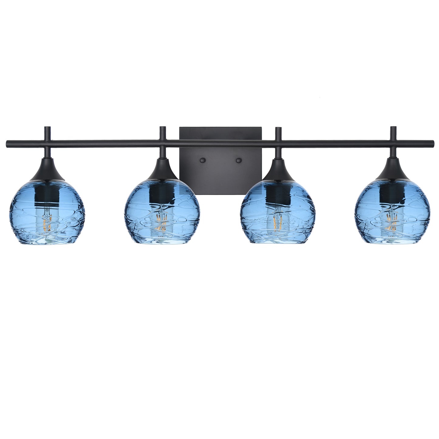 763 4-Light Vanity-Glass-Bicycle Glass Co-Spun-Steel Blue-Matte Black-Bicycle Glass Co