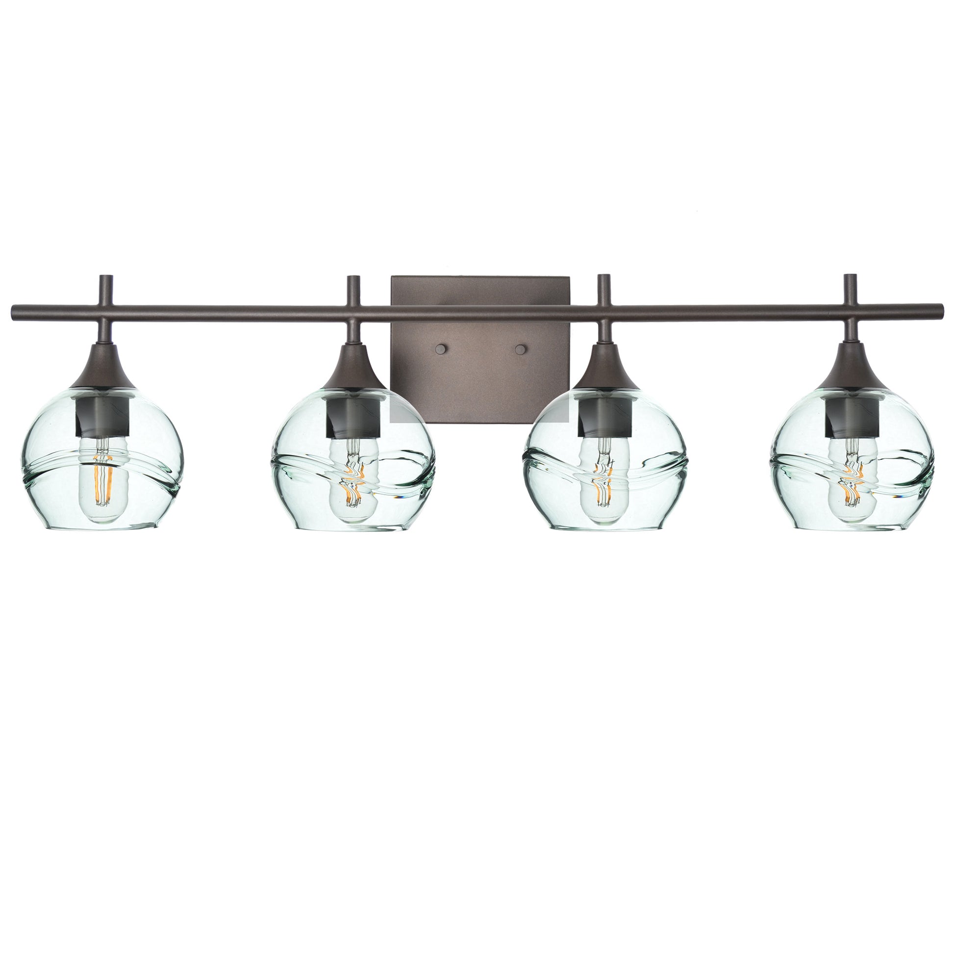 763 4-Light Vanity-Glass-Bicycle Glass Co-Swell-Eco Clear-Antique Bronze-Bicycle Glass Co