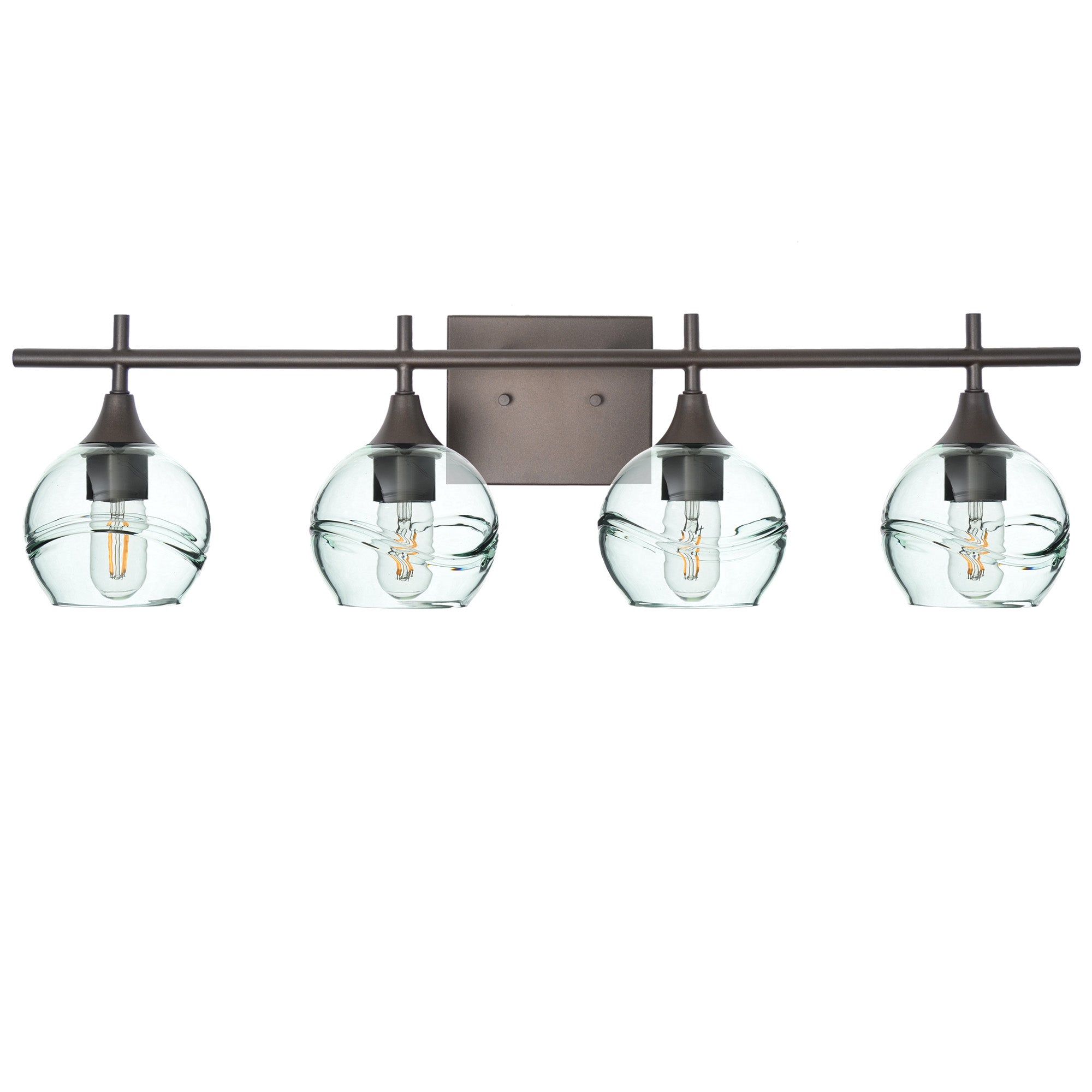 763 4-Light Vanity-Glass-Bicycle Glass Co-Swell-Eco Clear-Antique Bronze-Bicycle Glass Co