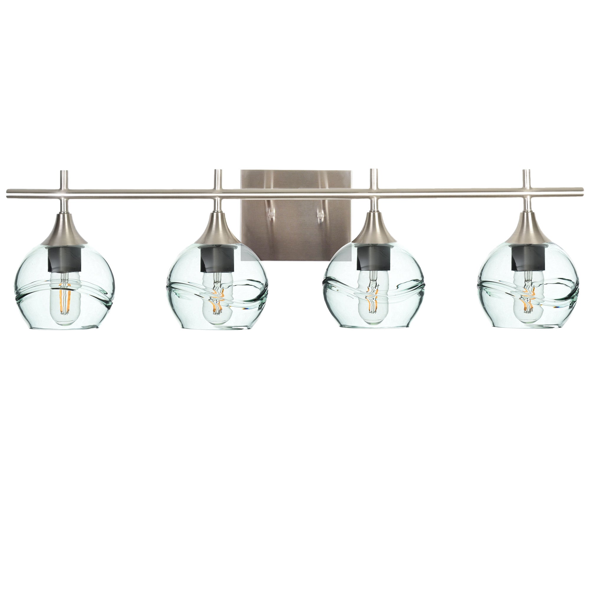 763 4-Light Vanity-Glass-Bicycle Glass Co-Swell-Eco Clear-Brushed Nickel-Bicycle Glass Co