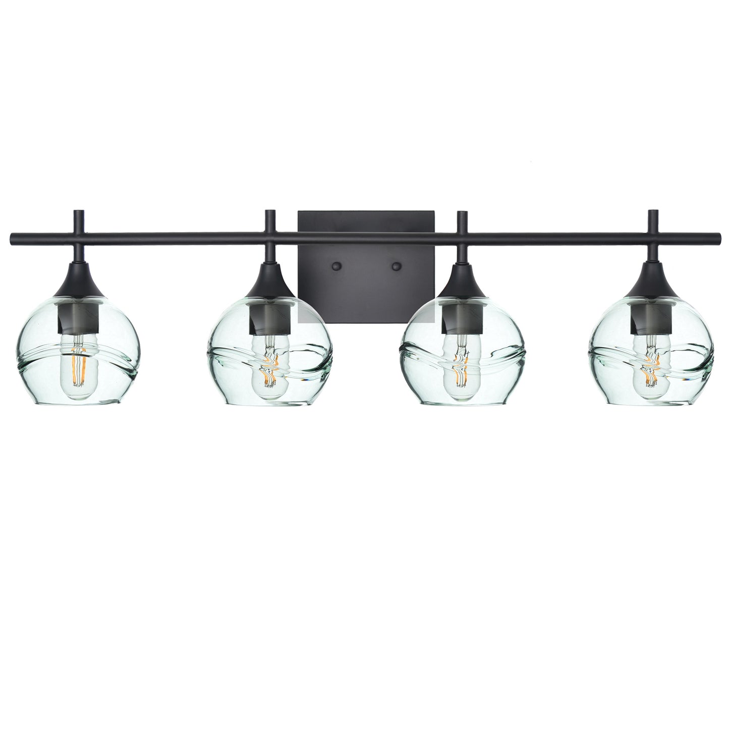 763 4-Light Vanity-Glass-Bicycle Glass Co-Swell-Eco Clear-Matte Black-Bicycle Glass Co
