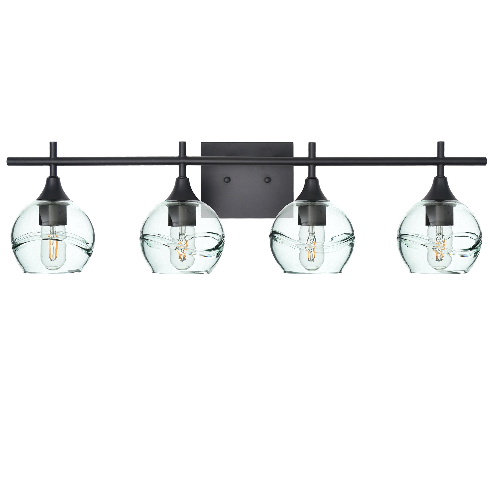 763 4-Light Vanity-Glass-Bicycle Glass Co-Swell-Eco Clear-Matte Black-Bicycle Glass Co