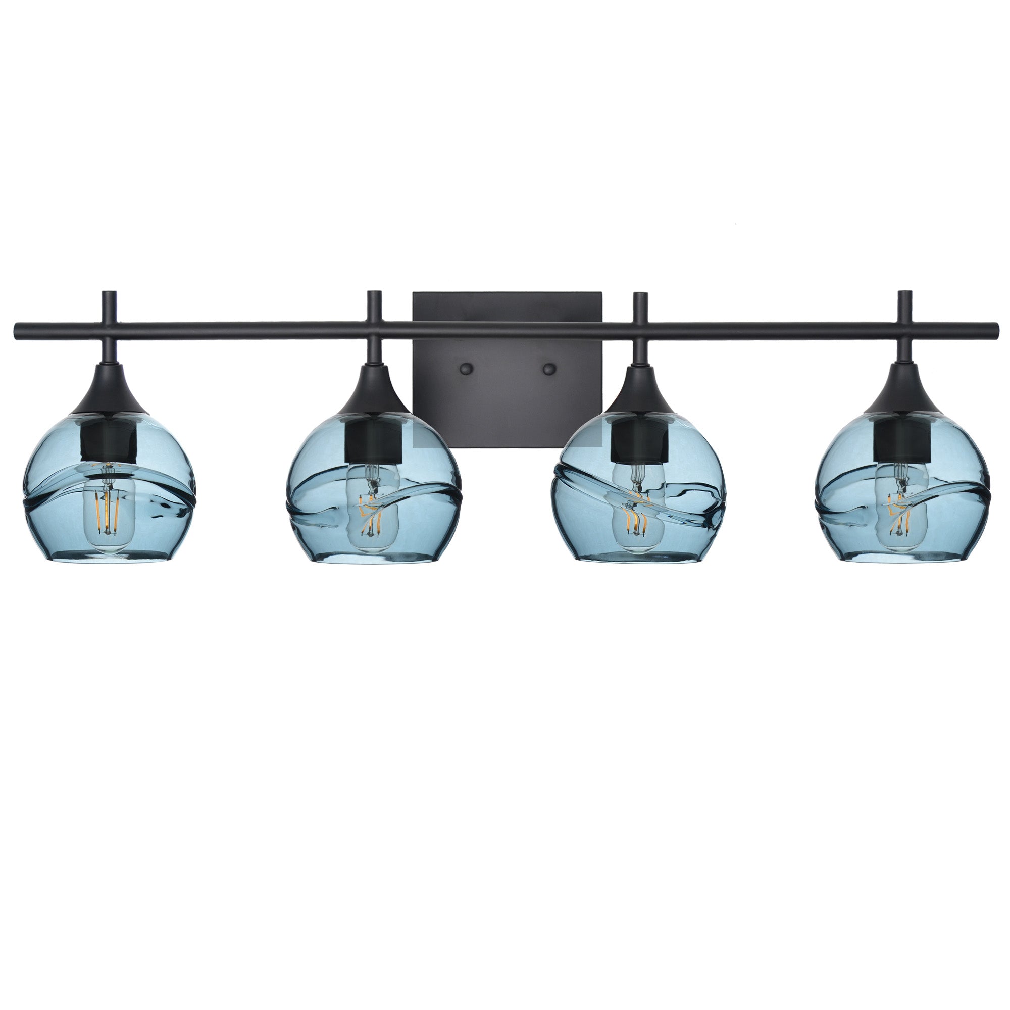 763 4-Light Vanity-Glass-Bicycle Glass Co-Swell-Slate Gray-Matte Black-Bicycle Glass Co