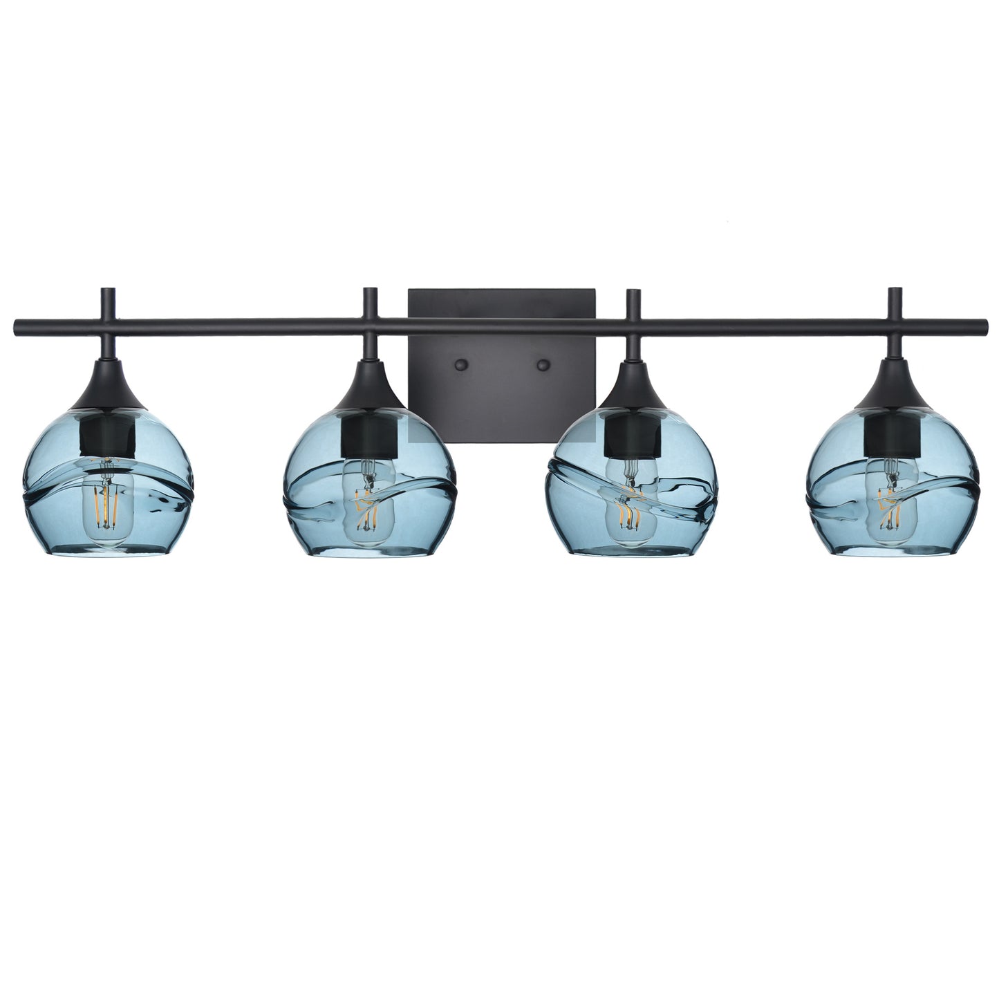 763 4-Light Vanity-Glass-Bicycle Glass Co-Swell-Slate Gray-Matte Black-Bicycle Glass Co