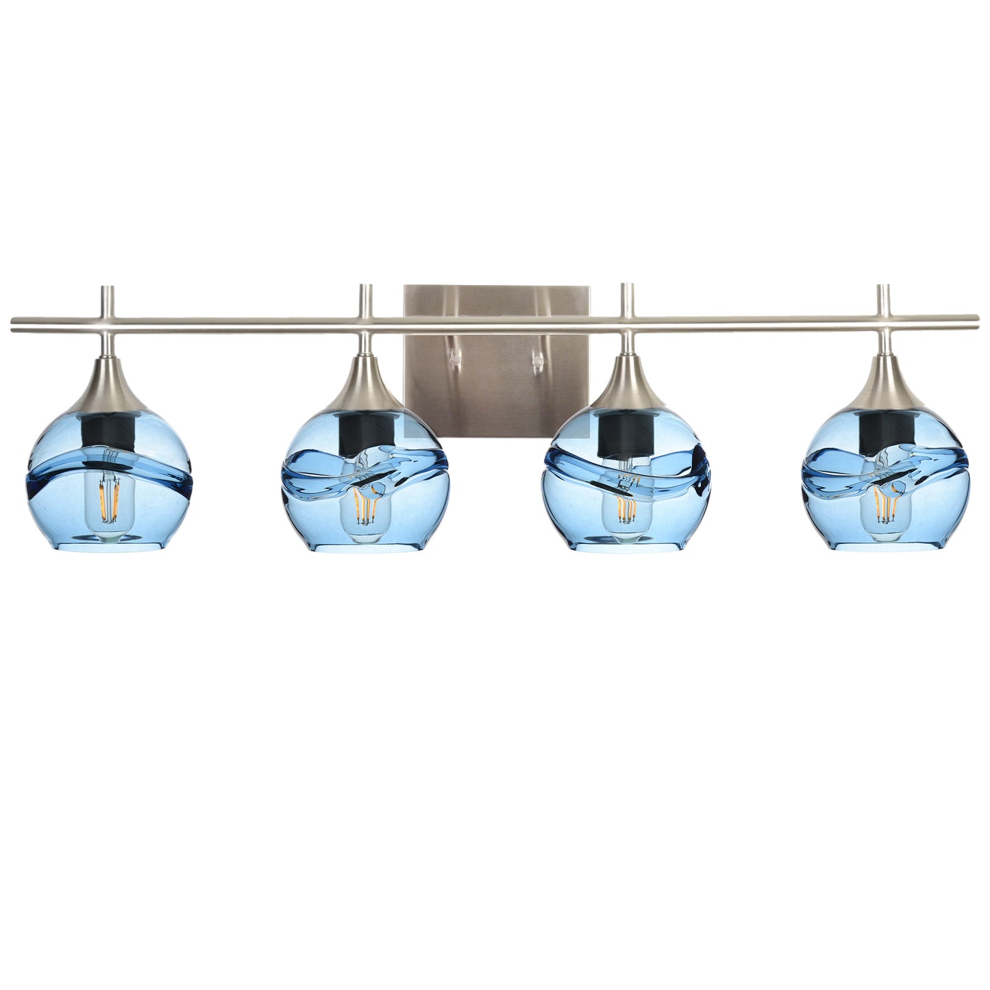 763 4-Light Vanity-Glass-Bicycle Glass Co-Swell-Steel Blue-Brushed Nickel-Bicycle Glass Co