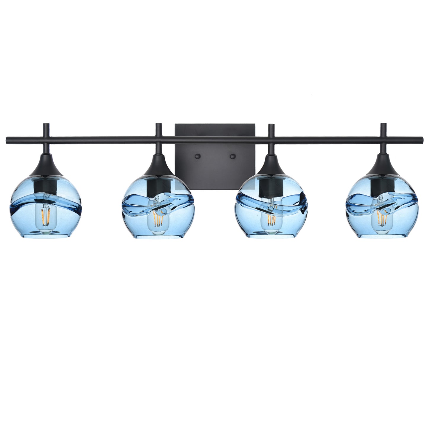 763 4-Light Vanity-Glass-Bicycle Glass Co-Swell-Steel Blue-Matte Black-Bicycle Glass Co