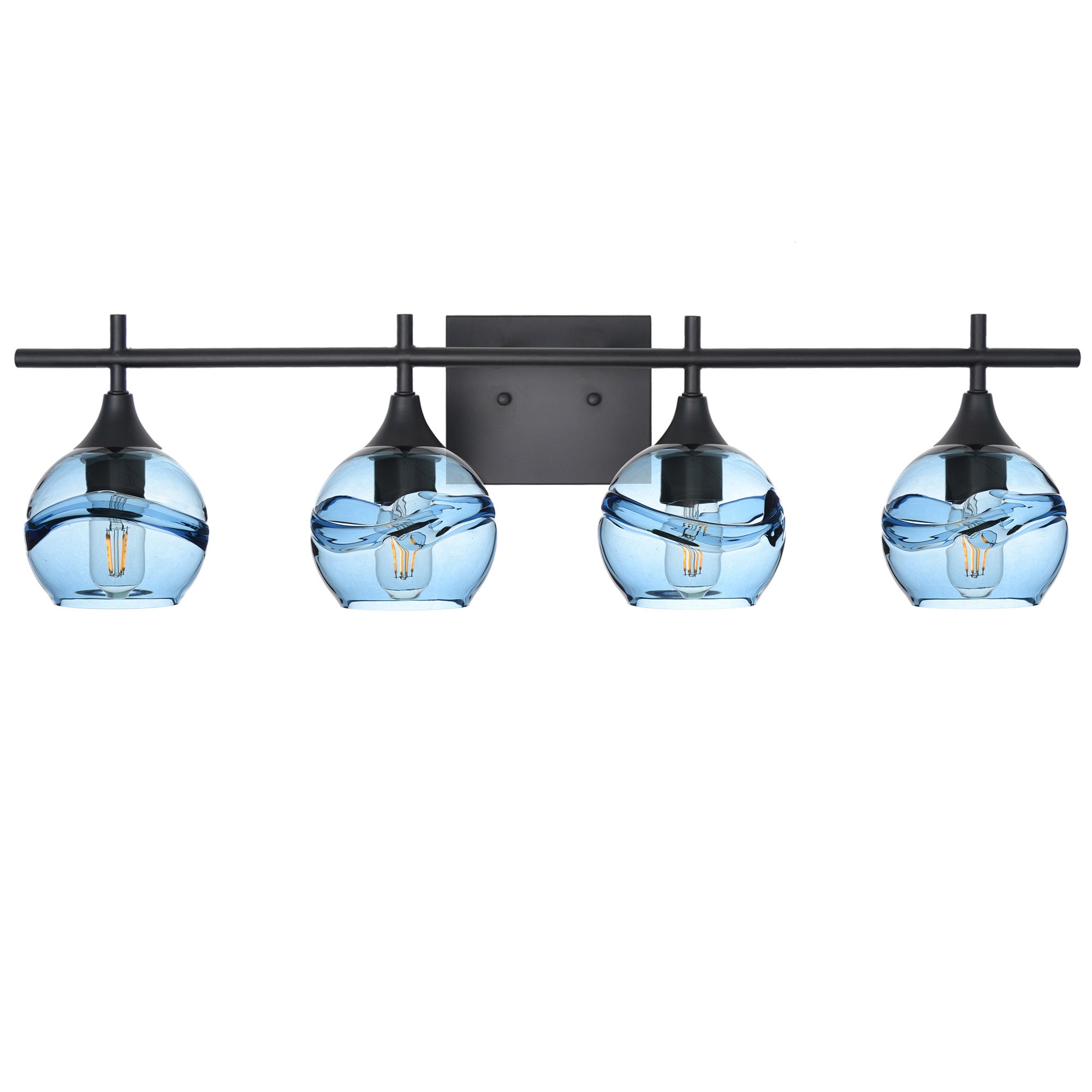 763 4-Light Vanity-Glass-Bicycle Glass Co-Swell-Steel Blue-Matte Black-Bicycle Glass Co