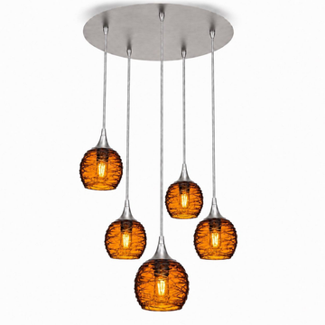 Brushed Nickel - 4ft Cord / Spun / Golden Amber