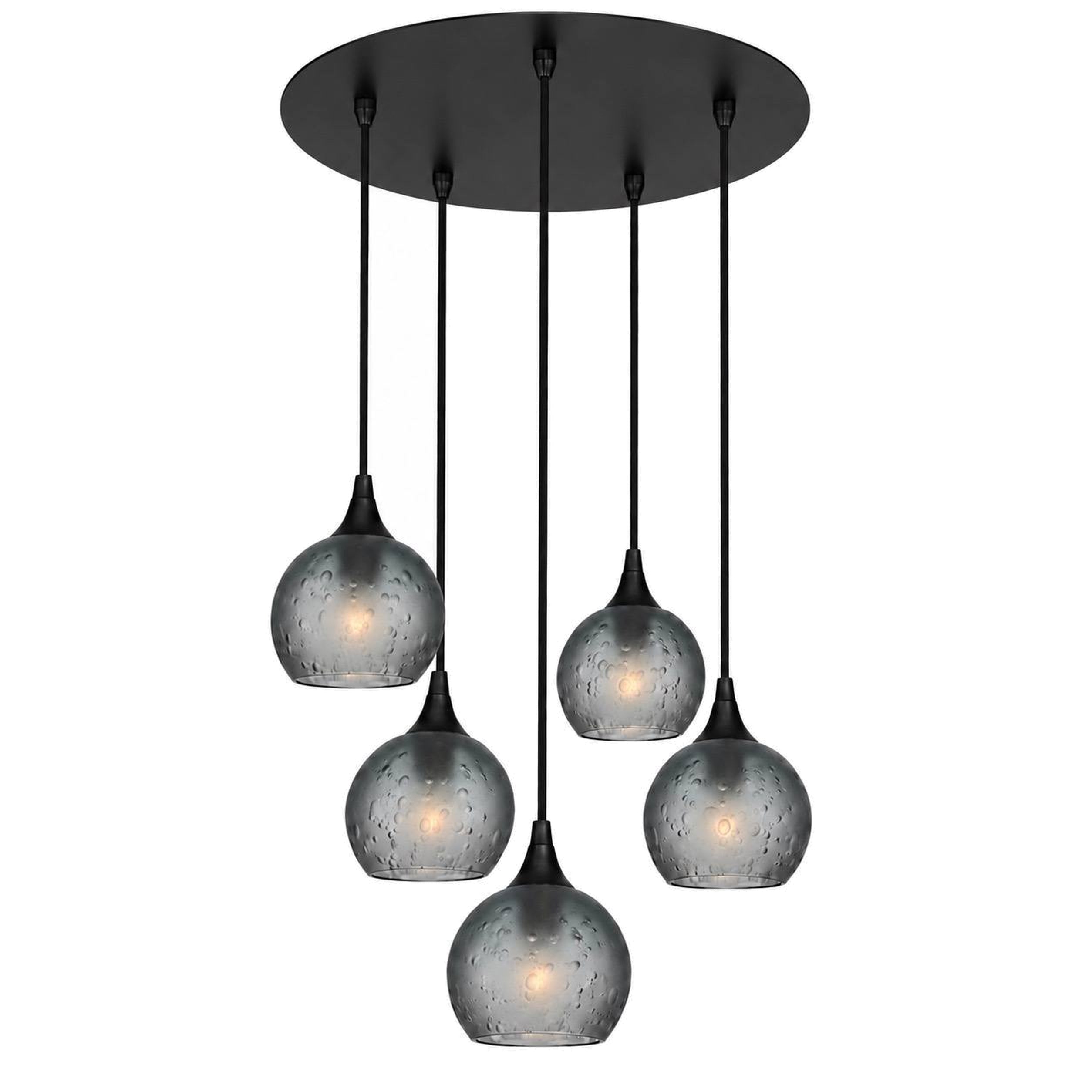 763 5 Pendant Cascade Chandelier-Bicycle Glass Co-Matte Black - 4ft Cord-Celestial-Slate Gray-Bicycle Glass Co