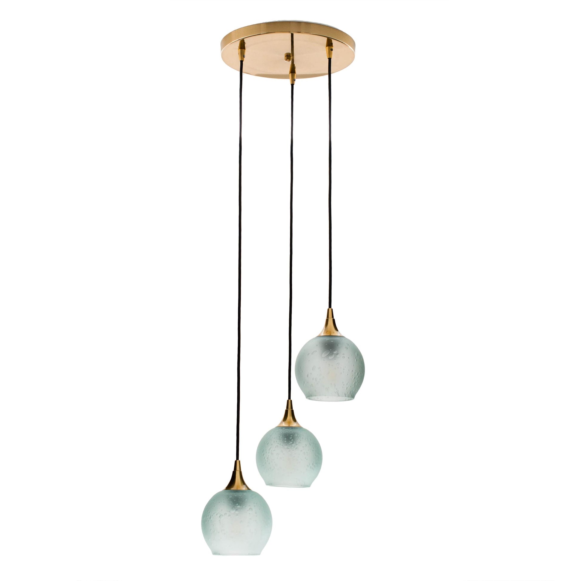 Bicycle Glass Co. 763 Celestial 3 Pendant Cascade Chandelier in Eco Clear with Polished Brass Hardware