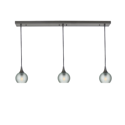 763 Celestial: 3 Pendant Linear Chandelier-Glass-Bicycle Glass Co - Hotshop-Eco Clear-Antique Bronze-Bicycle Glass Co