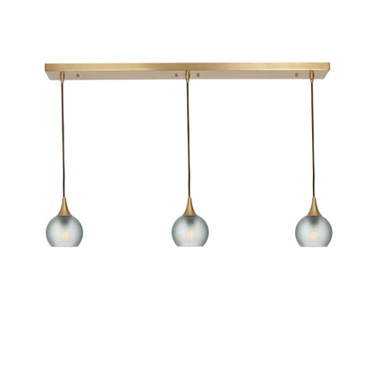 763 Celestial: 3 Pendant Linear Chandelier-Glass-Bicycle Glass Co - Hotshop-Eco Clear-Polished Brass-Bicycle Glass Co
