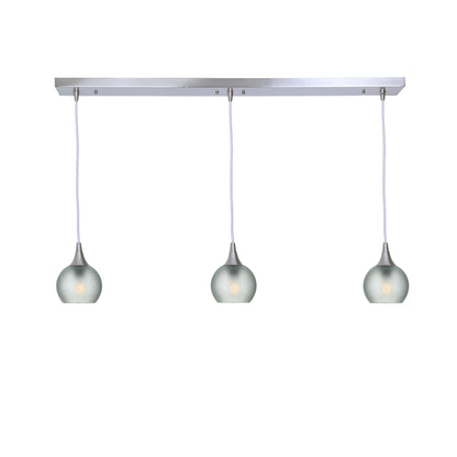 763 Celestial: 3 Pendant Linear Chandelier-Glass-Bicycle Glass Co - Hotshop-Eco Clear-Brushed Nickel-Bicycle Glass Co