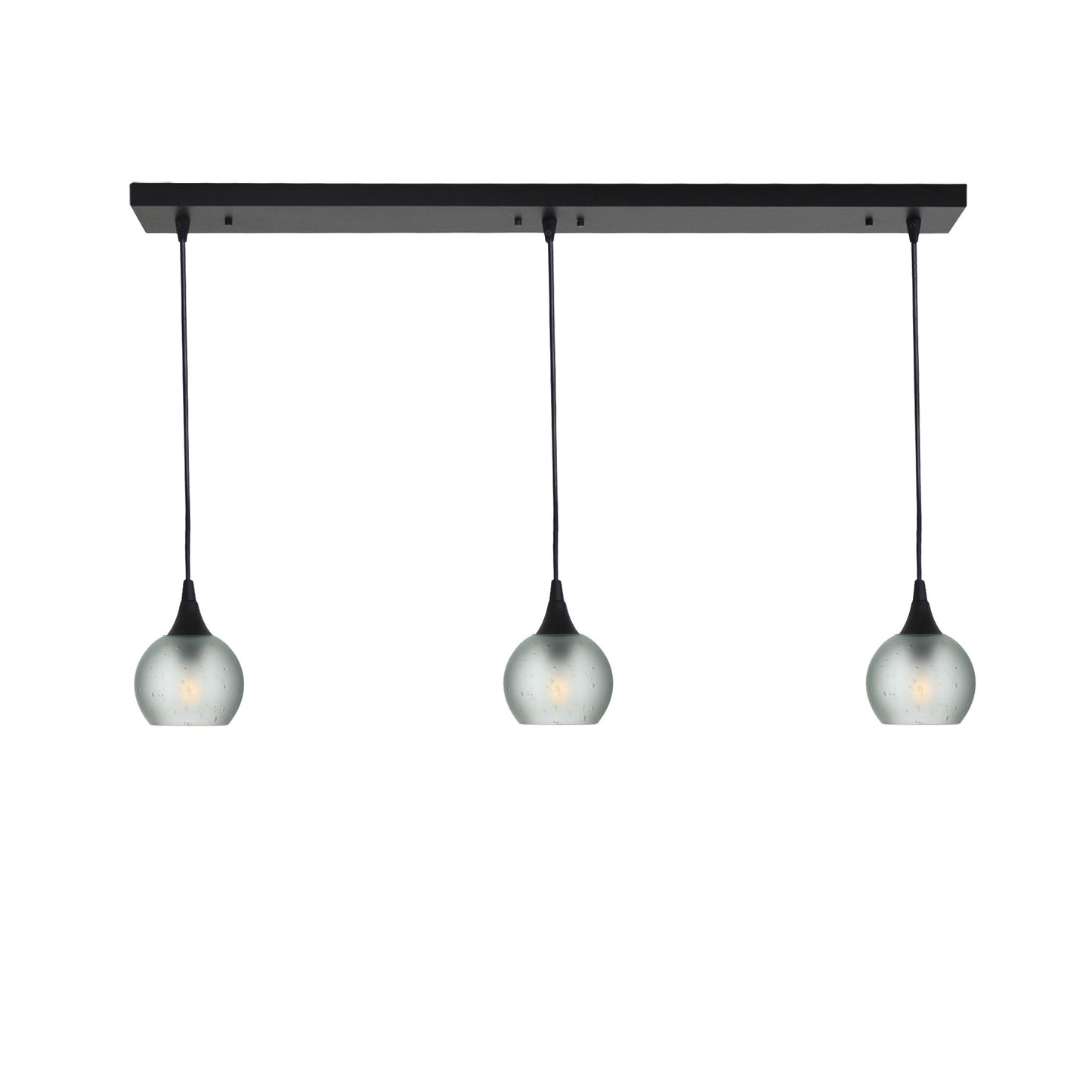 763 Celestial: 3 Pendant Linear Chandelier-Glass-Bicycle Glass Co - Hotshop-Eco Clear-Matte Black-Bicycle Glass Co