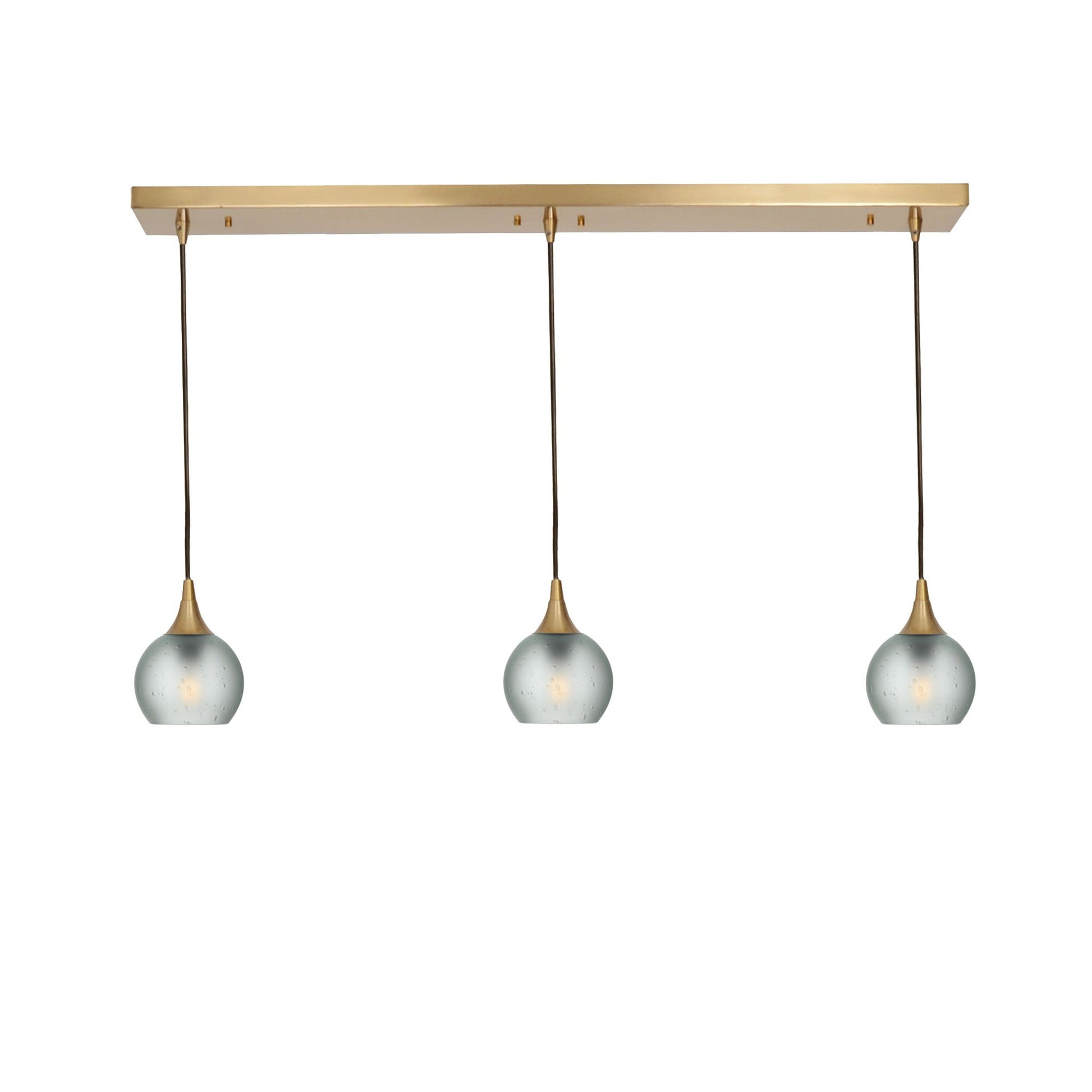 763 Celestial: 3 Pendant Linear Chandelier-Glass-Bicycle Glass Co - Hotshop-Eco Clear-Polished Brass-Bicycle Glass Co