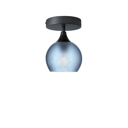 763 Celestial: Semi Flush Light-Glass-Bicycle Glass Co-Steel Blue-Antique Bronze-Bicycle Glass Co