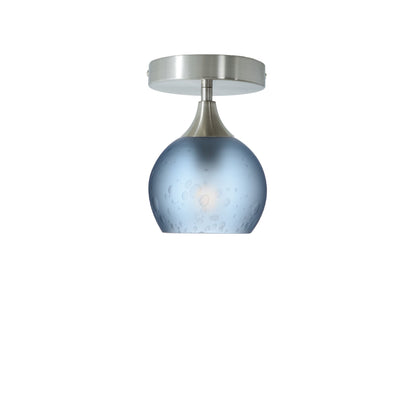 763 Celestial: Semi Flush Light-Glass-Bicycle Glass Co-Steel Blue-Brushed Nickel-Bicycle Glass Co