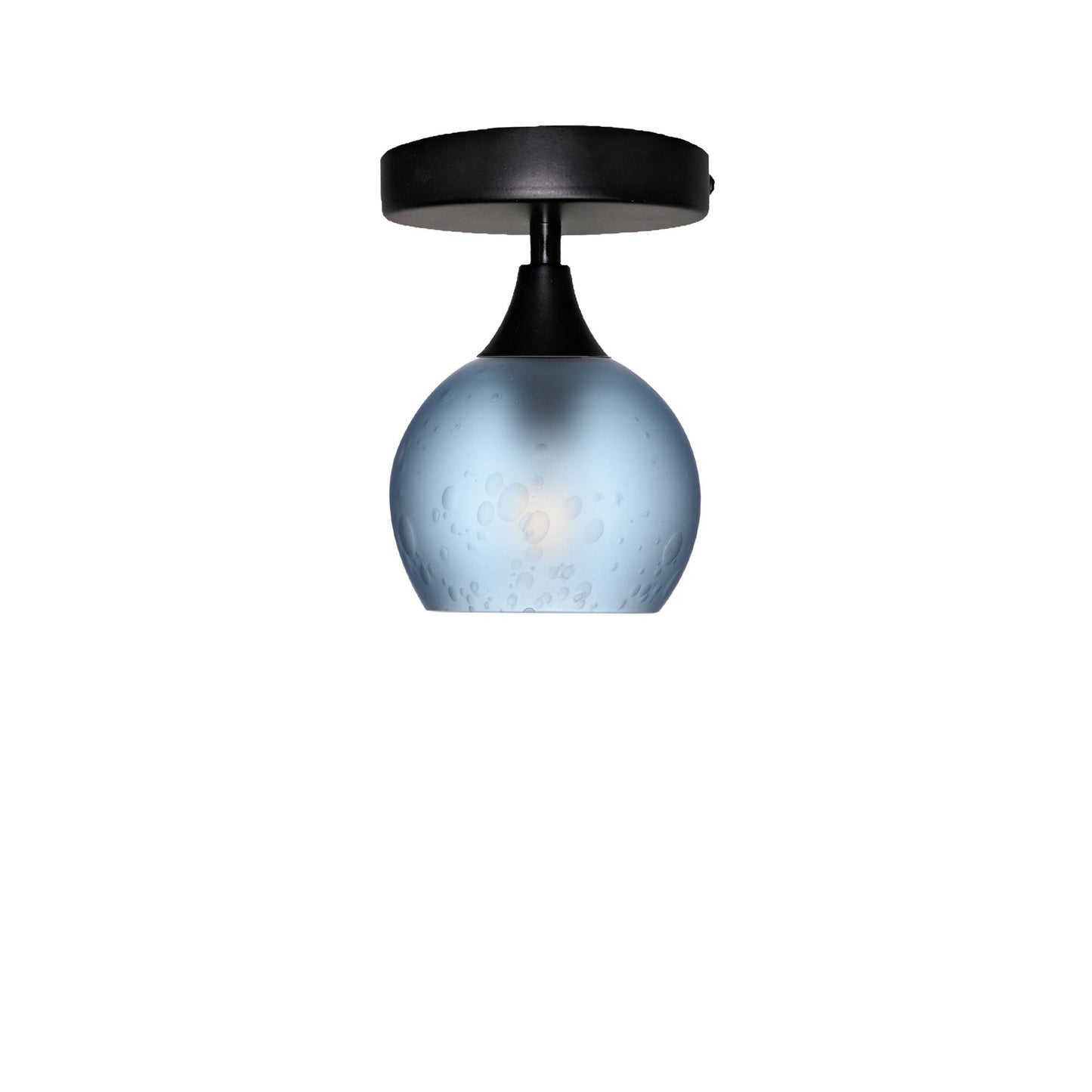 763 Celestial: Semi Flush Light-Glass-Bicycle Glass Co-Steel Blue-Matte Black-Bicycle Glass Co