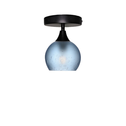 763 Celestial: Semi Flush Light-Glass-Bicycle Glass Co-Steel Blue-Matte Black-Bicycle Glass Co