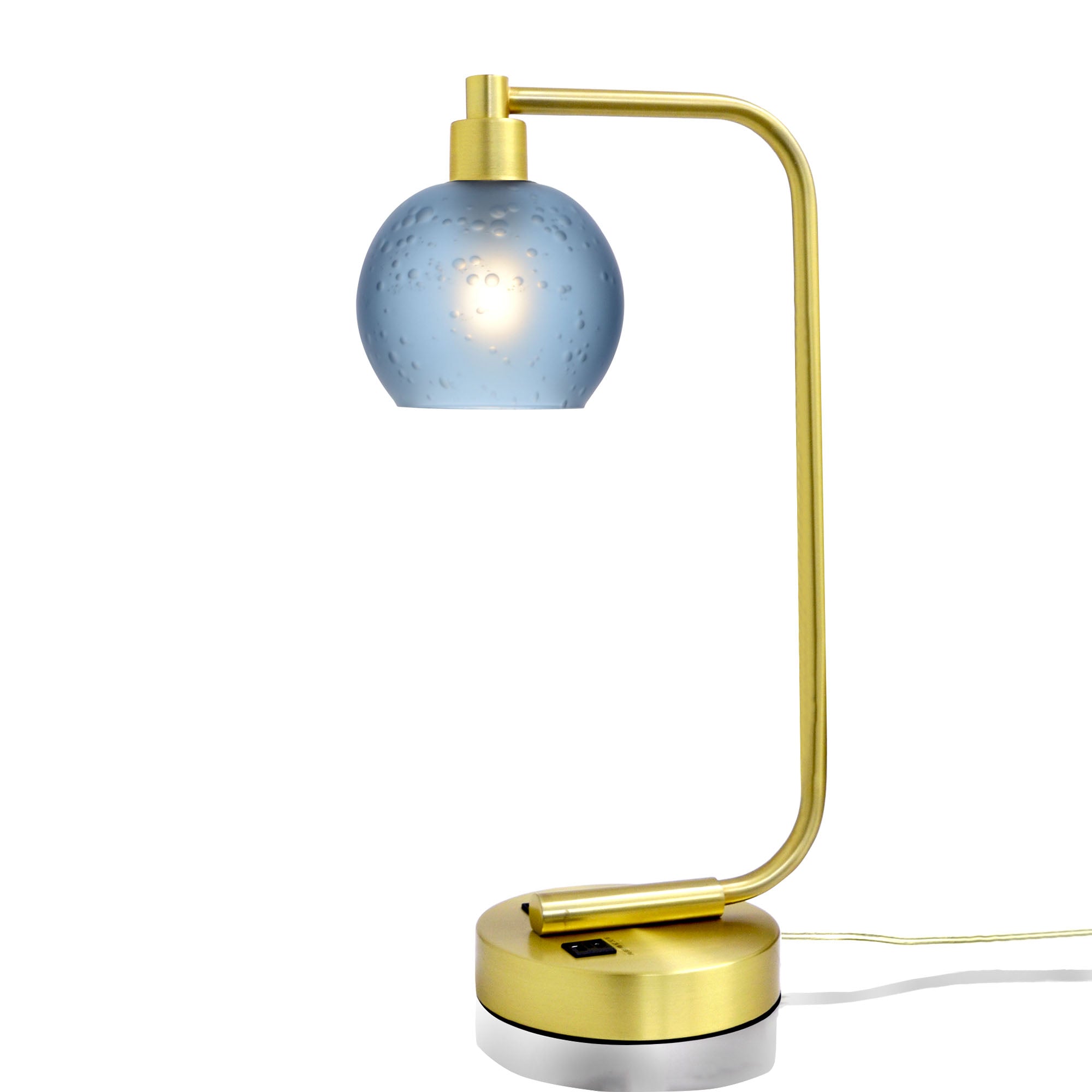 763 Celestial: Table Lamp-Glass-Bicycle Glass Co - Hotshop-Steel Blue-Satin Brass-Bicycle Glass Co