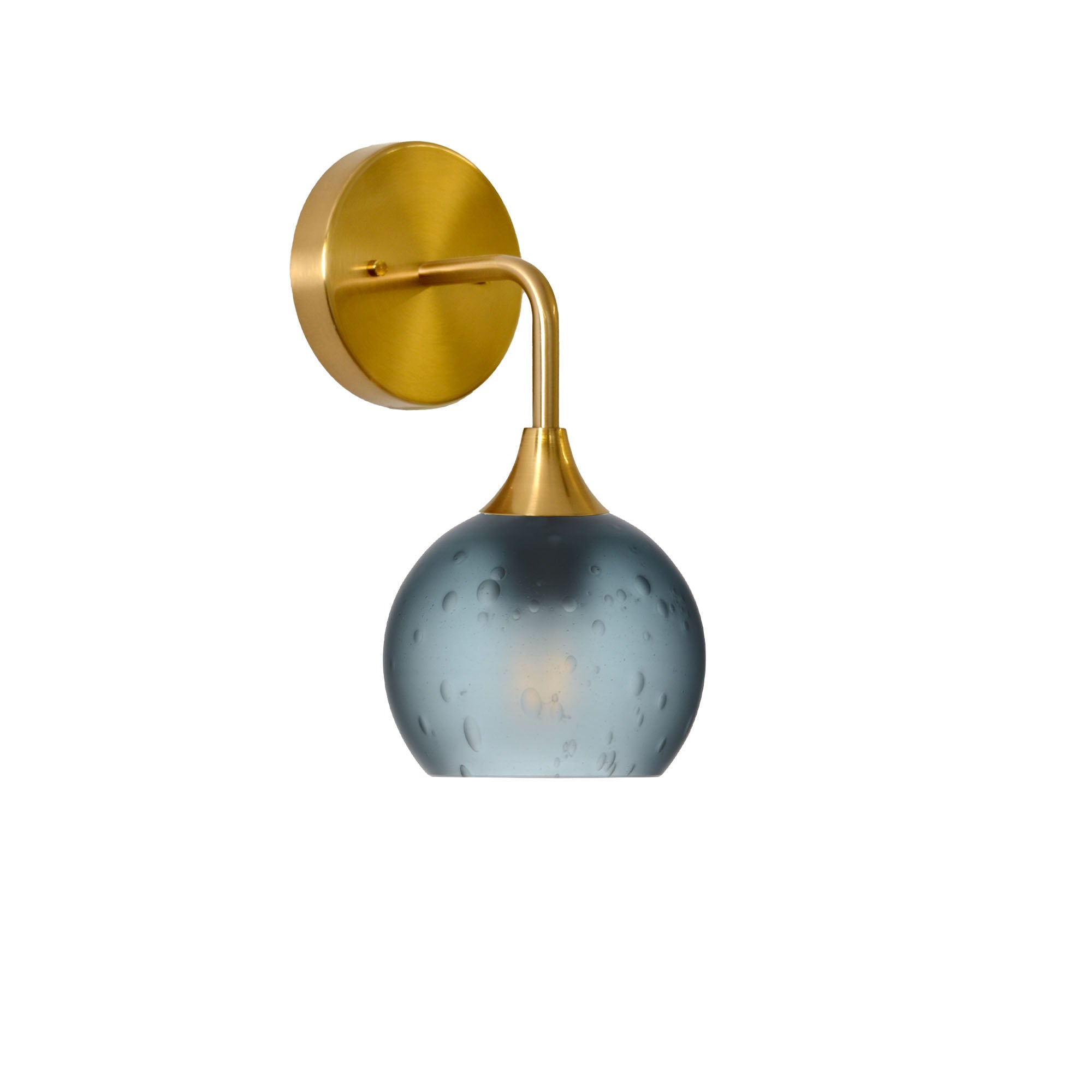 763 Celestial: Wall Sconce-Glass-Bicycle Glass Co - Hotshop-Slate Gray-Polished Brass-Bicycle Glass Co