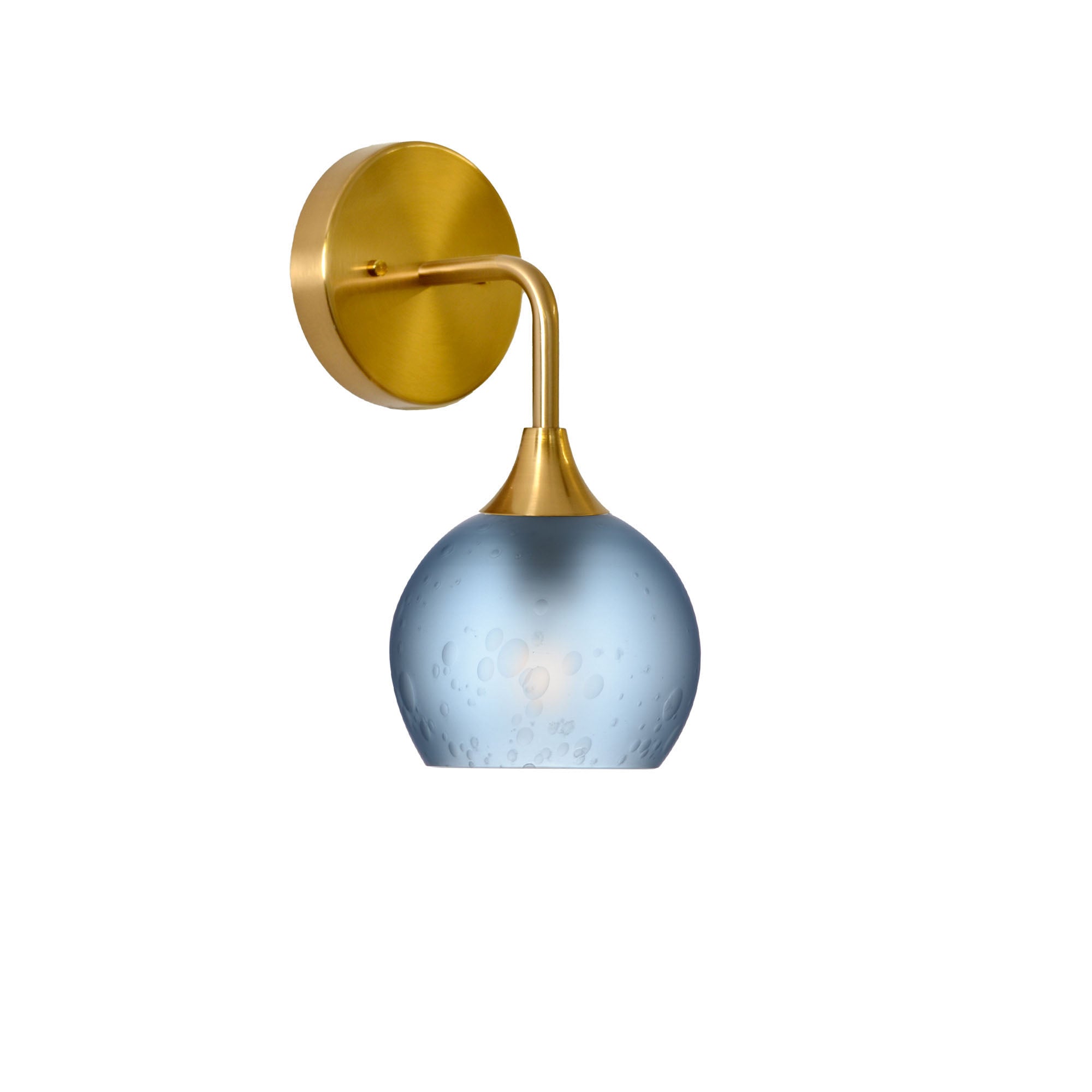 763 Celestial: Wall Sconce-Glass-Bicycle Glass Co - Hotshop-Steel Blue-Polished Brass-Bicycle Glass Co