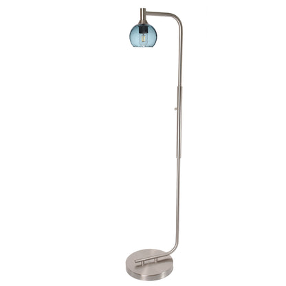 763 Floor Lamp-Glass-Bicycle Glass Co - Hardware-Lunar-Steel Blue-Brushed Nickel-Bicycle Glass Co