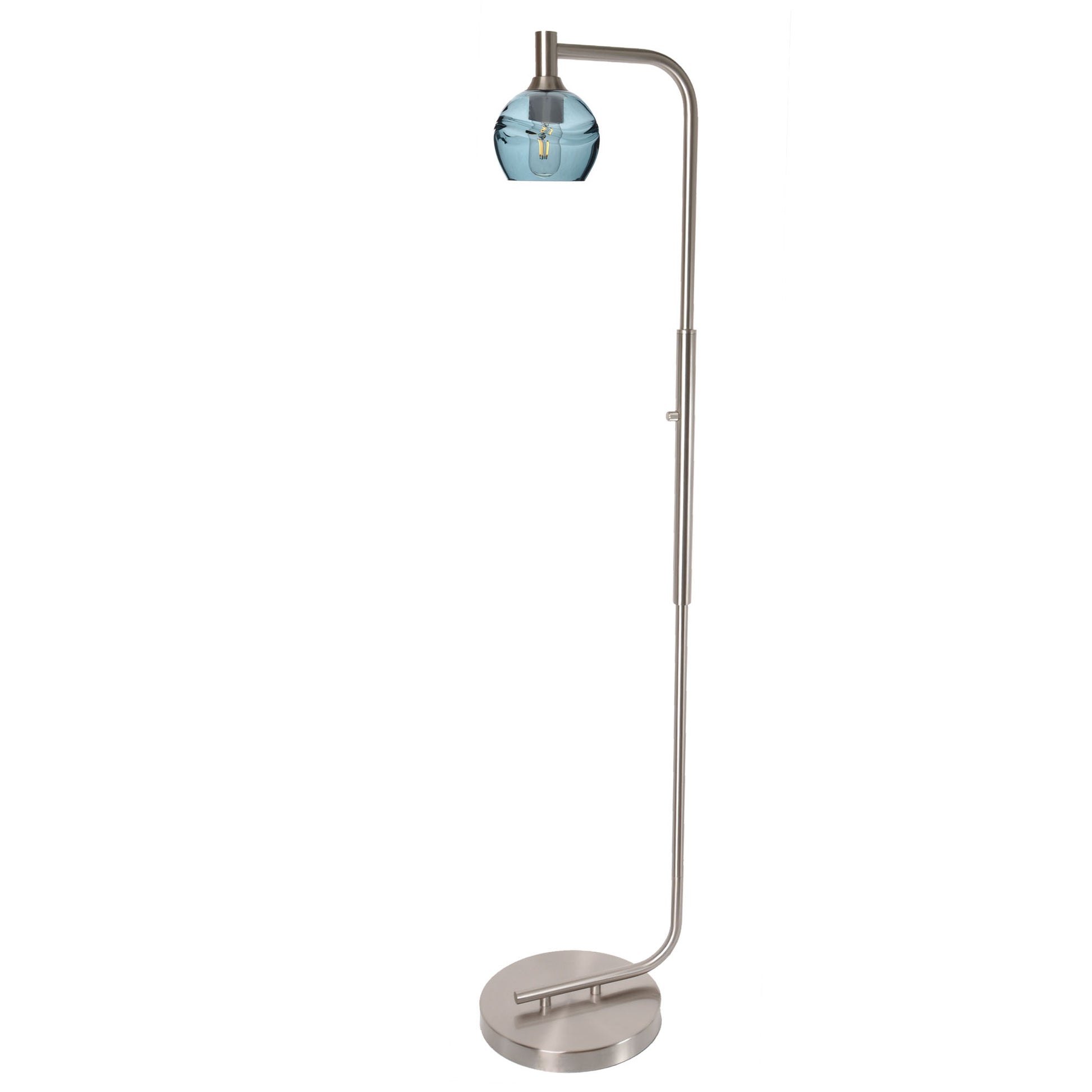 763 Floor Lamp-Glass-Bicycle Glass Co - Hardware-Lunar-Steel Blue-Brushed Nickel-Bicycle Glass Co