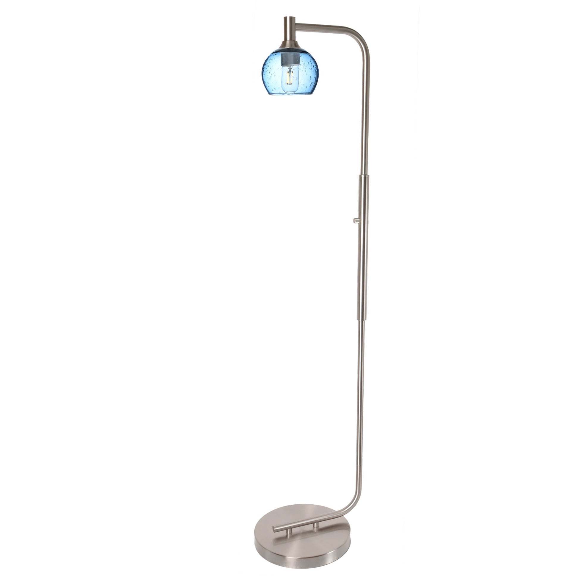763 Floor Lamp-Glass-Bicycle Glass Co - Hardware-Lunar-Steel Blue-Brushed Nickel-Bicycle Glass Co