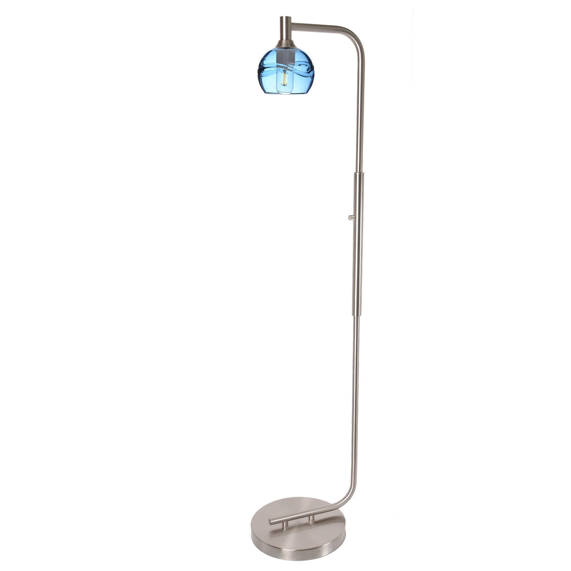 763 Floor Lamp-Glass-Bicycle Glass Co - Hardware-Lunar-Steel Blue-Brushed Nickel-Bicycle Glass Co